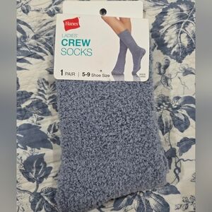 Hanes Ladies' Crew Socks - Light Blue (1 Pair)
